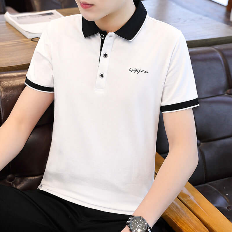Summer men's short sleeve clothes Korean fashion thin section lapel POLO shirt men's casual casual half-sleeved T-shirt