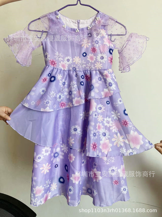 Europe and the United States Amazon children's clothing children's skirt magic full house series purple dress fluffy children's cute skirt