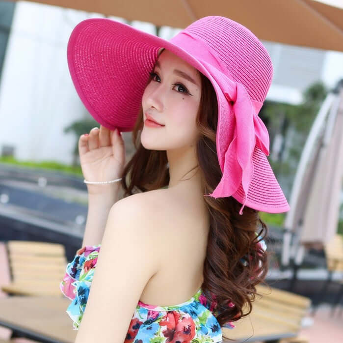 Manufacturers sell big brim hat shade straw hat female summer foldable sunscreen sun hat travel seaside vacation beach hat