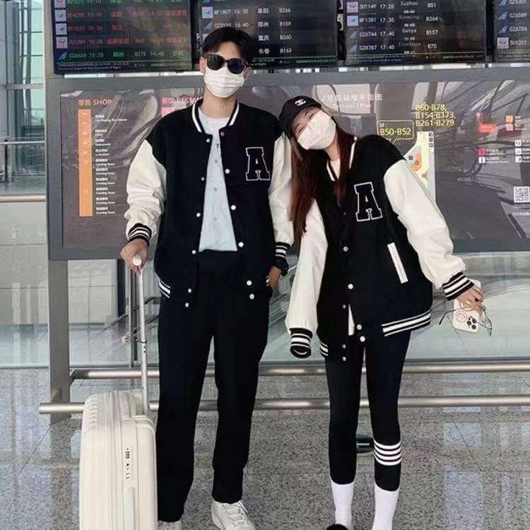 Spring and summer couple baseball uniform jacket men and women 2022 new Korean version of the student loose all-match hit color jacket top