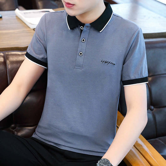 Summer men's short sleeve clothes Korean fashion thin section lapel POLO shirt men's casual casual half-sleeved T-shirt