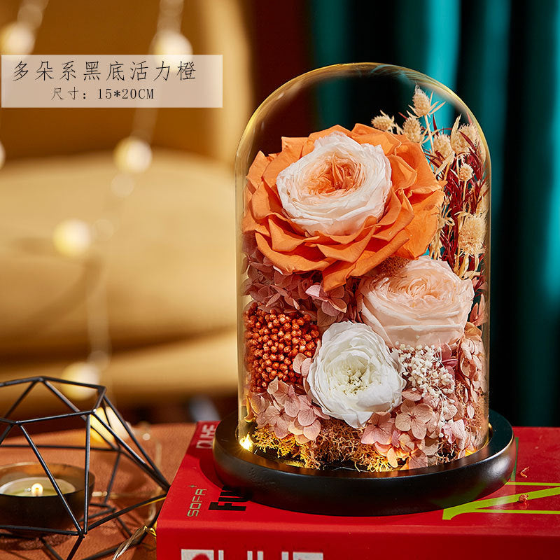 Preserved Flower Glass Cover Finished Rose Wholesale Valentine's Day Gift Preserved Flower Preserved Flower Gift Box One Dropshipping