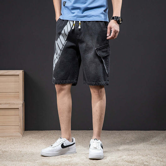 M-8XL large size denim shorts male 2021 summer new men's jeans Korean version of youth casual five pants