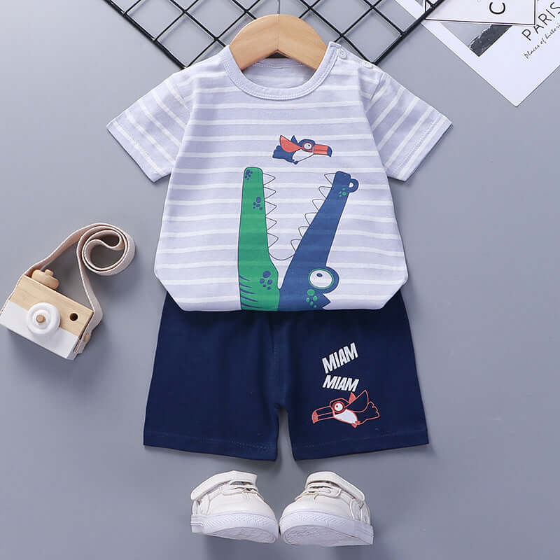 Children's summer suit cotton new baby short-sleeved shorts boys clothes 2021 girls baby suit