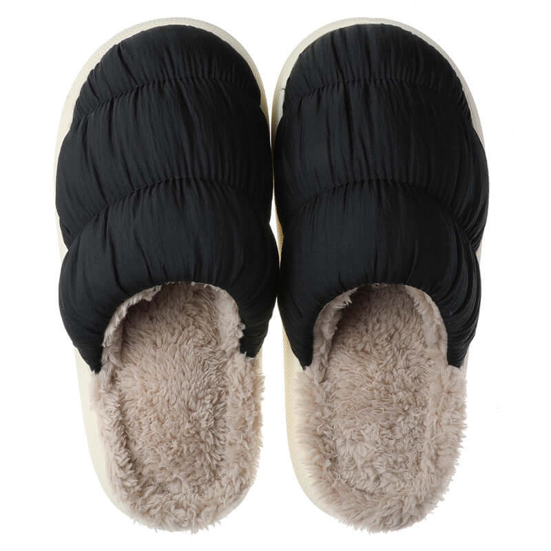 Down cloth cotton slippers female autumn and winter new home indoor cloud plush flip shoes home couple warm slippers