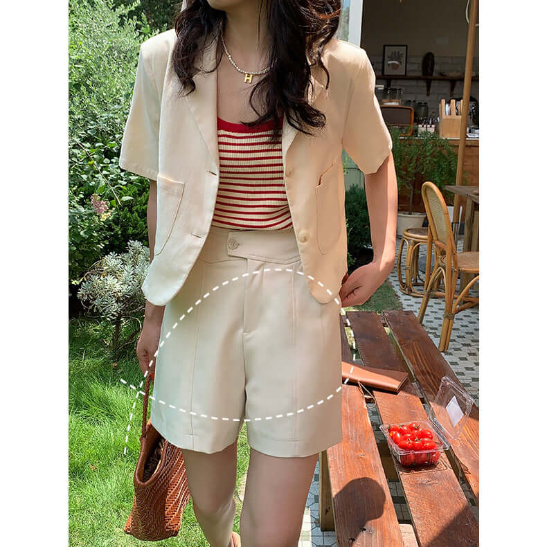 suit shorts female 2021 new summer casual pants high waist slim hairs five pants DX621