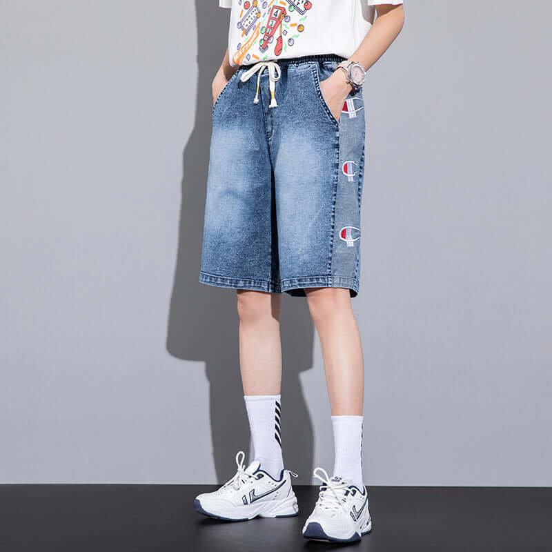 M-8XL large size denim shorts male 2021 summer new men's jeans Korean version of youth casual five pants