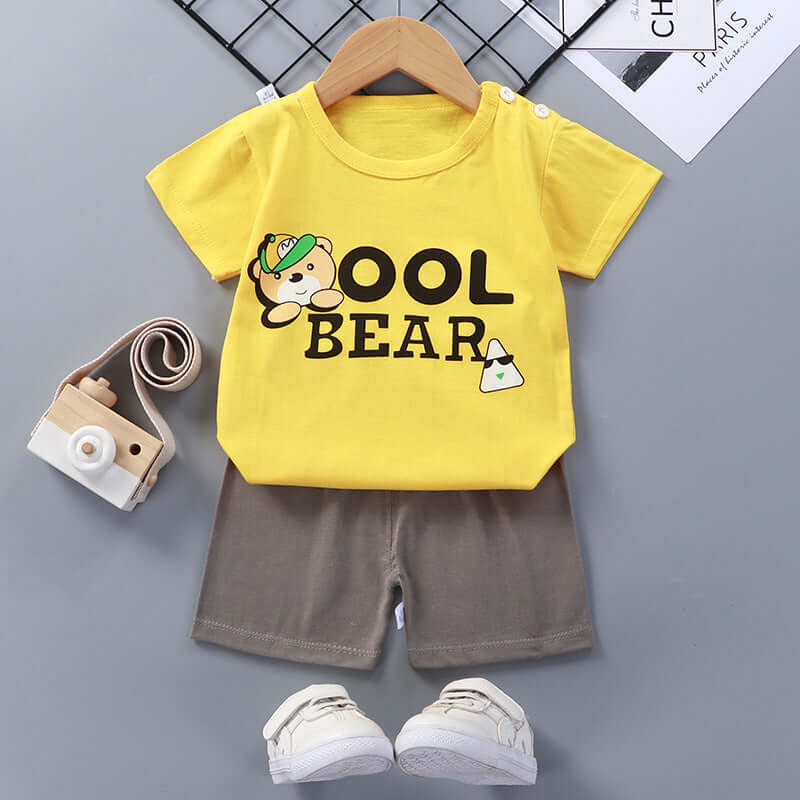 Children's summer suit cotton new baby short-sleeved shorts boys clothes 2021 girls baby suit