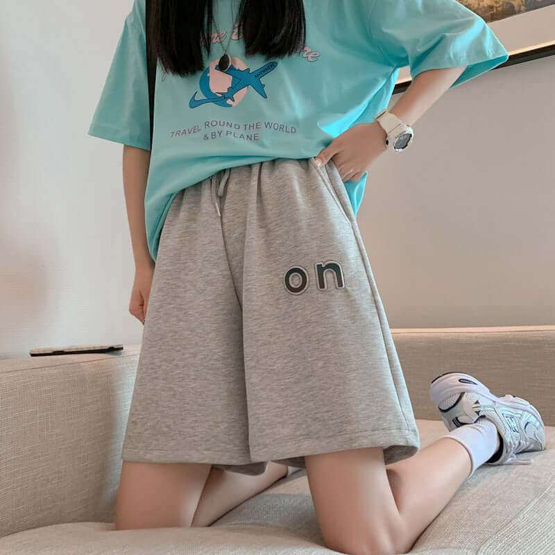 Sports shorts female summer 2021 new loose wearing five pants high waist leaps thin student casual pants