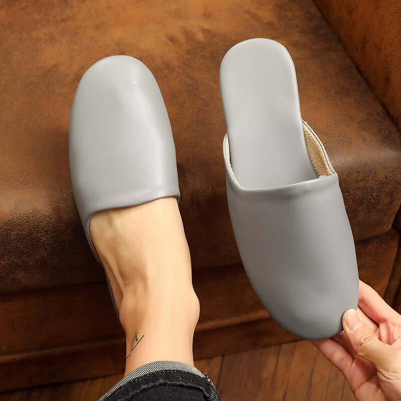 New spring and autumn Japanese leather slippers indoor home non-slip home floor couple men and women bag head sandals