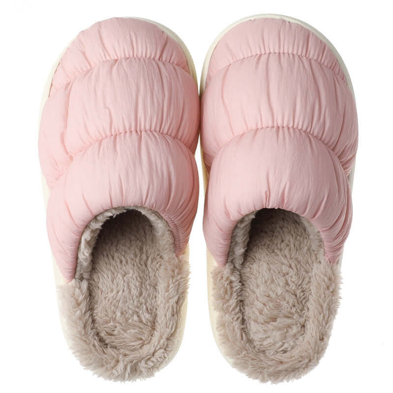 Down cloth cotton slippers female autumn and winter new home indoor cloud plush flip shoes home couple warm slippers