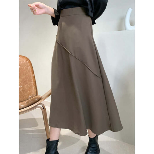 Orange 2021 autumn new half-length skirt simple female Korean version of high waist thin temperament temperament a word umbrella skirt 5551