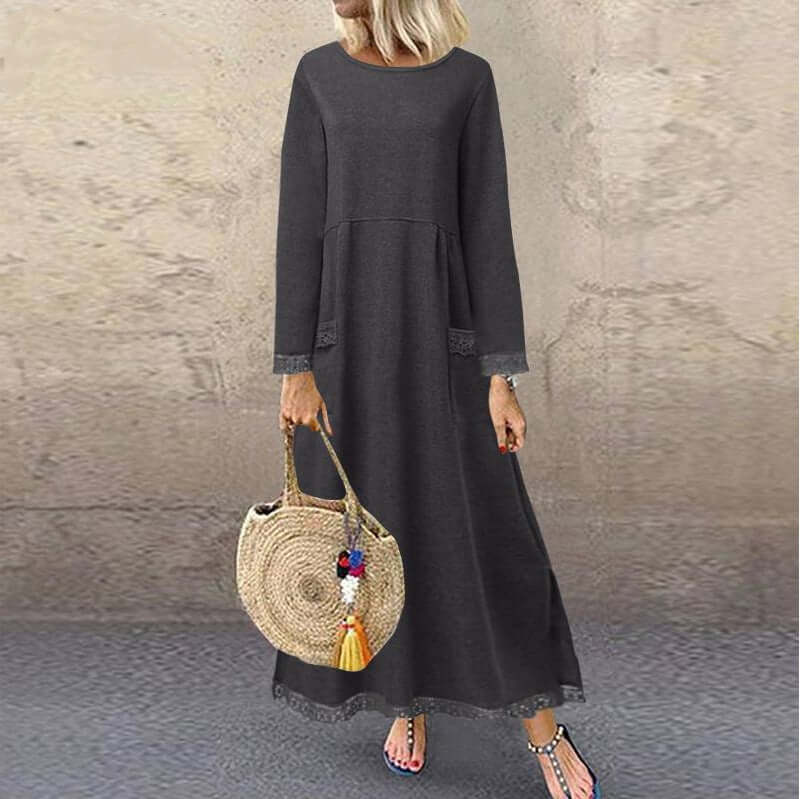 Cross-border 2022 foreign trade Europe and the United States autumn and winter new lace plus velvet dress sweater casual long skirt women's clothing