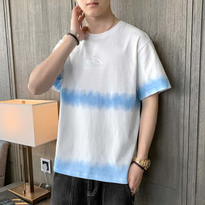 Short Sleeve Male T-Shirt 2021 Summer New Loose Tide Distance Simple Embroidery Men's Shirt Geometric Men's T-Shirt Hemles