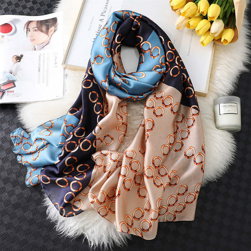 Summer sunscreen beach silk scarf Korean lotus lotus blossamer silk scarf simulation silk scarf female shawl