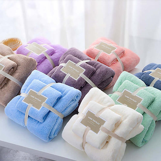 Household coral velvet bath towel towel set thickened soft comfortable bath towel towel water absorbing strong two-piece beach towel