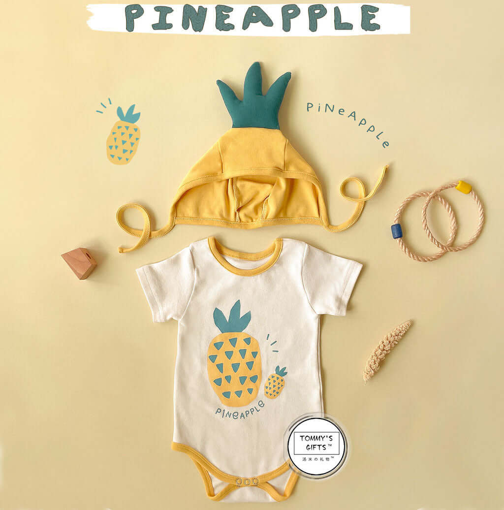 2023 summer new pineapple shape printed baby jumpsuit ins style baby romper baby bag fart clothes