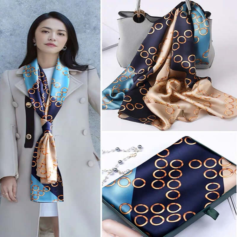 New spring and summer high-end simulation silk scarf female Korean scarves print gift custom national wind shawl beach towel