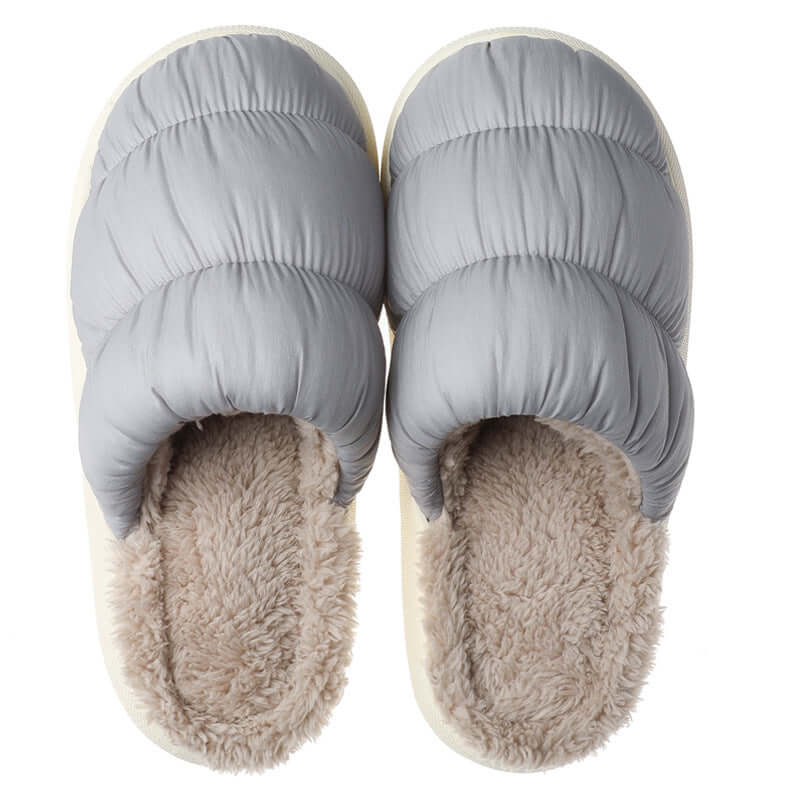 Down cloth cotton slippers female autumn and winter new home indoor cloud plush flip shoes home couple warm slippers