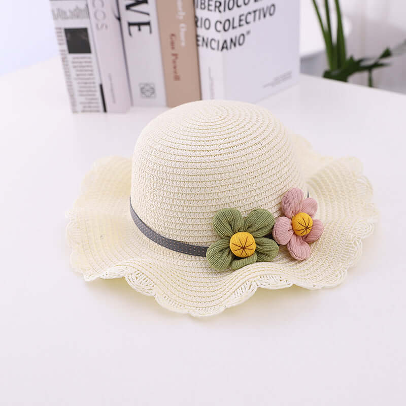 Beautiful Children's Straw Hat ~Breathable Protective Bonnet w/ Flower Design🌺