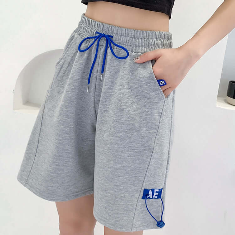 AE sports shorts 2021 white wide legs summer thin section A type casual pants female five pants inspiration high waist