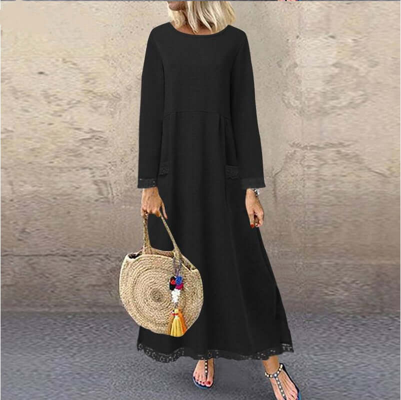 Cross-border 2022 foreign trade Europe and the United States autumn and winter new lace plus velvet dress sweater casual long skirt women's clothing