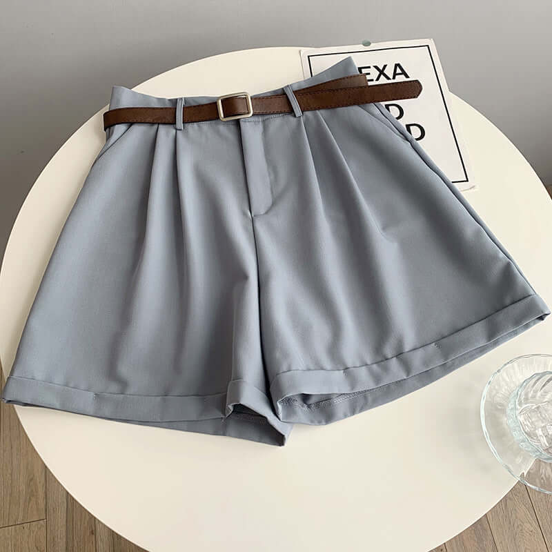 Orange 2021 summer suit pants casual pants women's high waist simple card loose slim harsh shorts 358