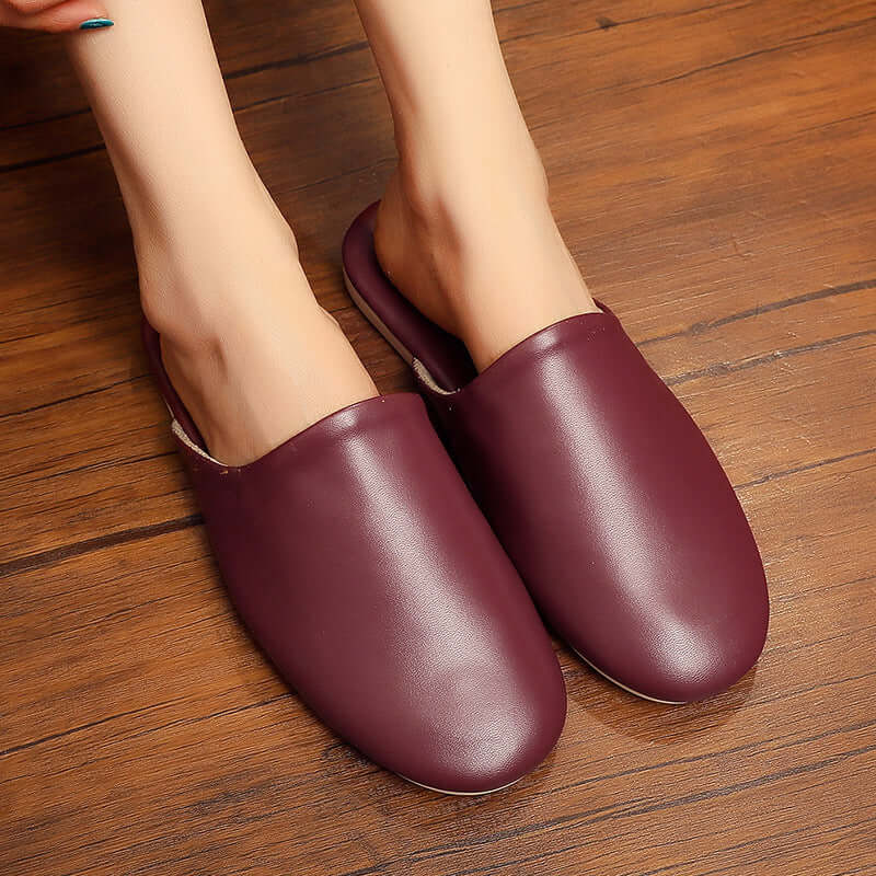 New spring and autumn Japanese leather slippers indoor home non-slip home floor couple men and women bag head sandals