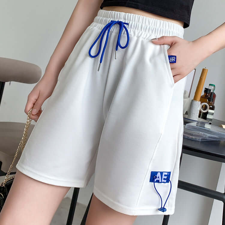 AE sports shorts 2021 white wide legs summer thin section A type casual pants female five pants inspiration high waist