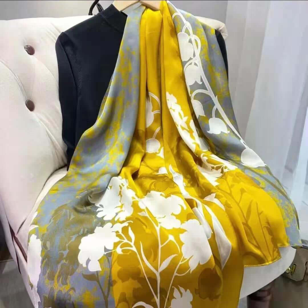 New spring and summer high-end simulation silk scarf female Korean scarves print gift custom national wind shawl beach towel