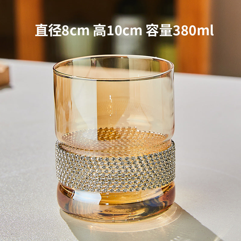 Mesomia Light Luxury Diamond Cup Wrapping Diamond Wine Glass Red Wine Glass Cocktail Glass Drinking Glass Diamond-encrusted Crystal Glass