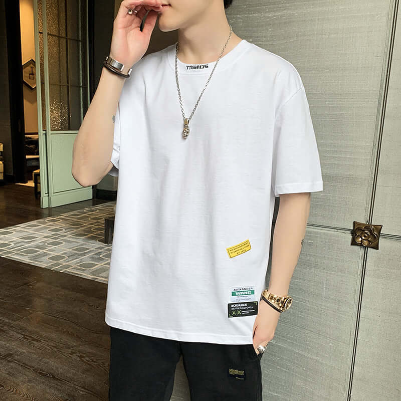 T-shirt male 2021 summer Korean casual fashion loose cotton shirt men teen students trend short sleeve T-shirt