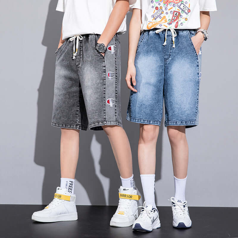 M-8XL large size denim shorts male 2021 summer new men's jeans Korean version of youth casual five pants