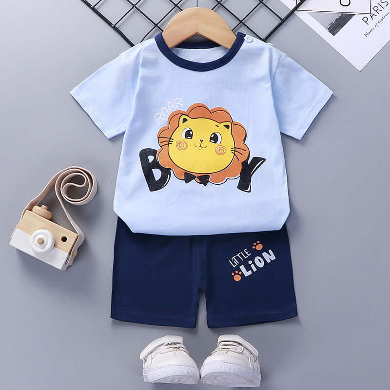 Children's summer suit cotton new baby short-sleeved shorts boys clothes 2021 girls baby suit