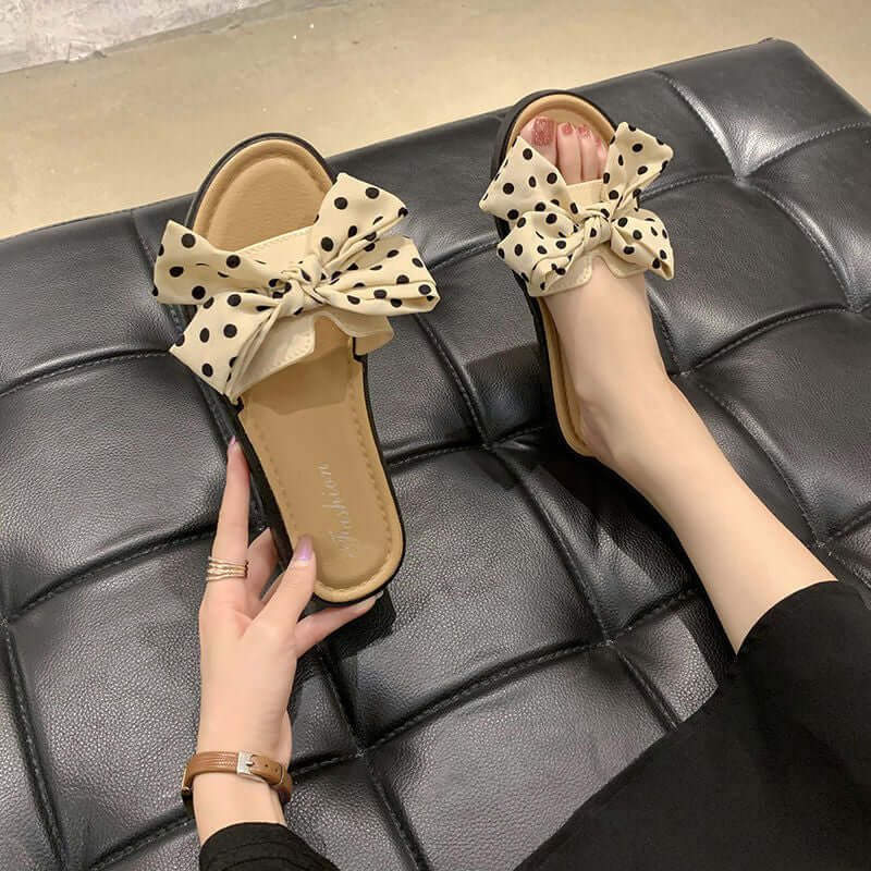 New bow slippers female summer wear beach sandals and slippers can customize cross-border generation hair shoes