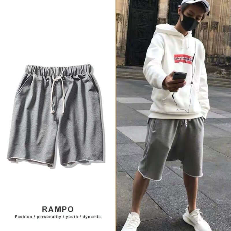 Summer new Japanese retro men's solid color plum shorts sports casual street dance men's five-point pants sweeping pants