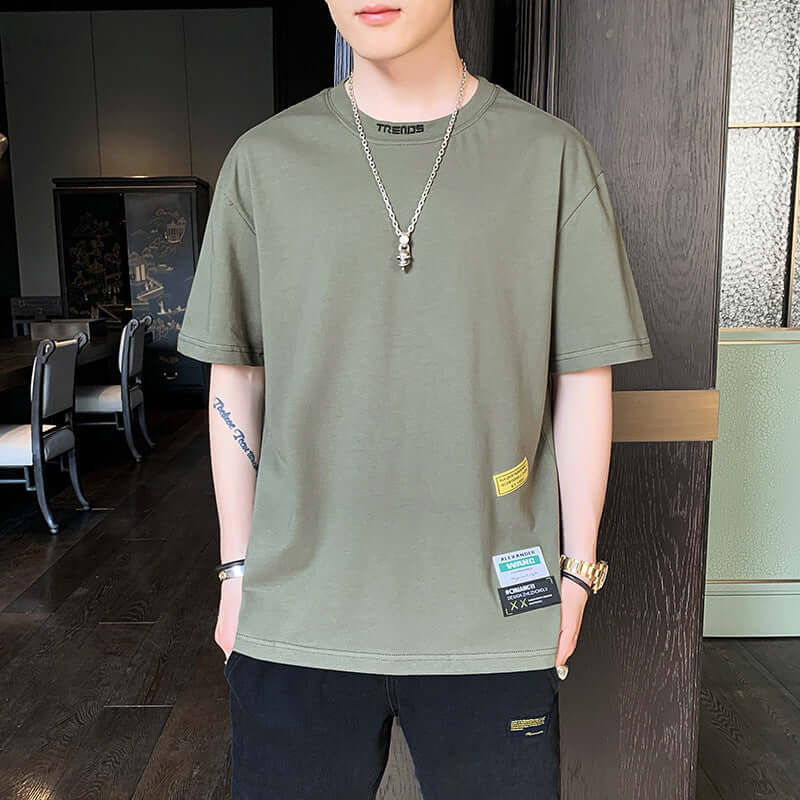 T-shirt male 2021 summer Korean casual fashion loose cotton shirt men teen students trend short sleeve T-shirt