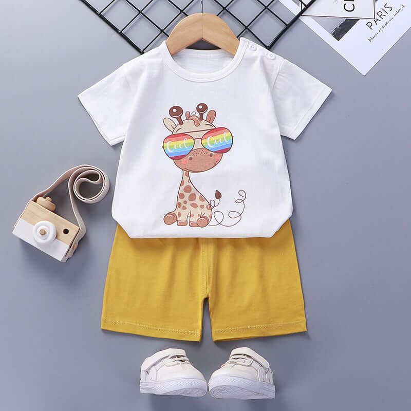 Children's summer suit cotton new baby short-sleeved shorts boys clothes 2021 girls baby suit