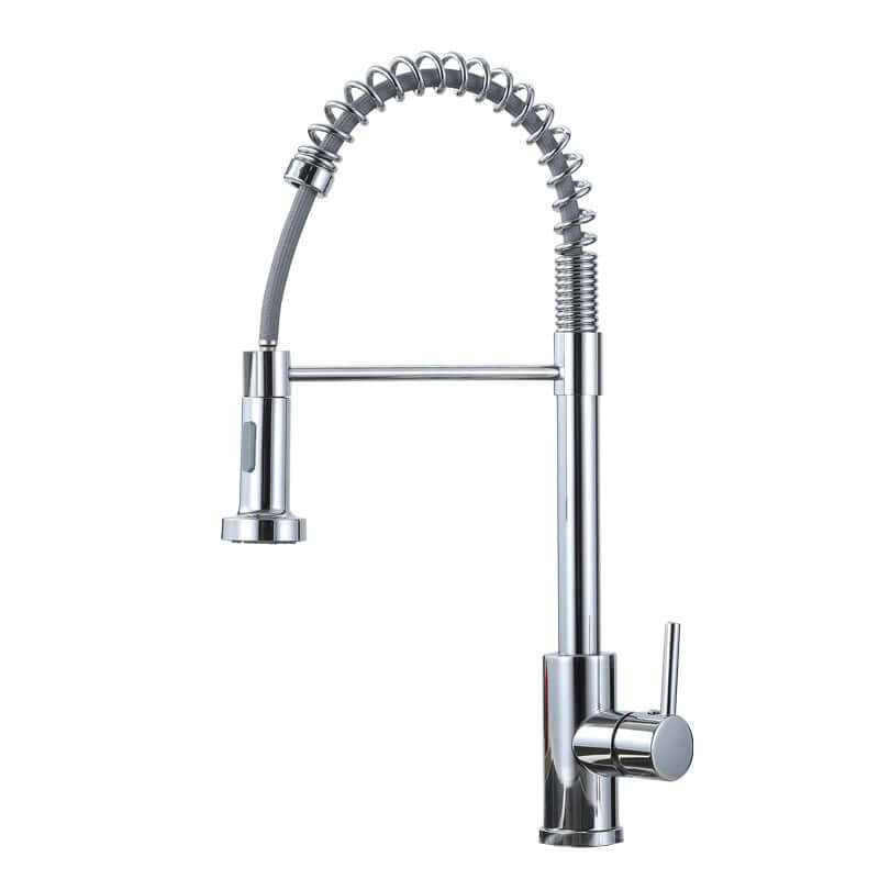 Kitchen cold hot tap 304 stainless steel pull spring water tank dishwashing pool rotating hot water faucet