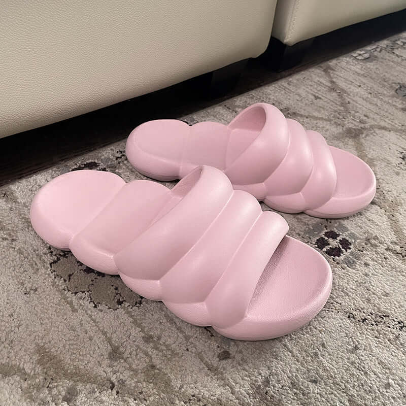 Couple home slippers men and women indoor household Japanese fashion thick bottom deodorant non-slip bathroom bathing sandals Summer