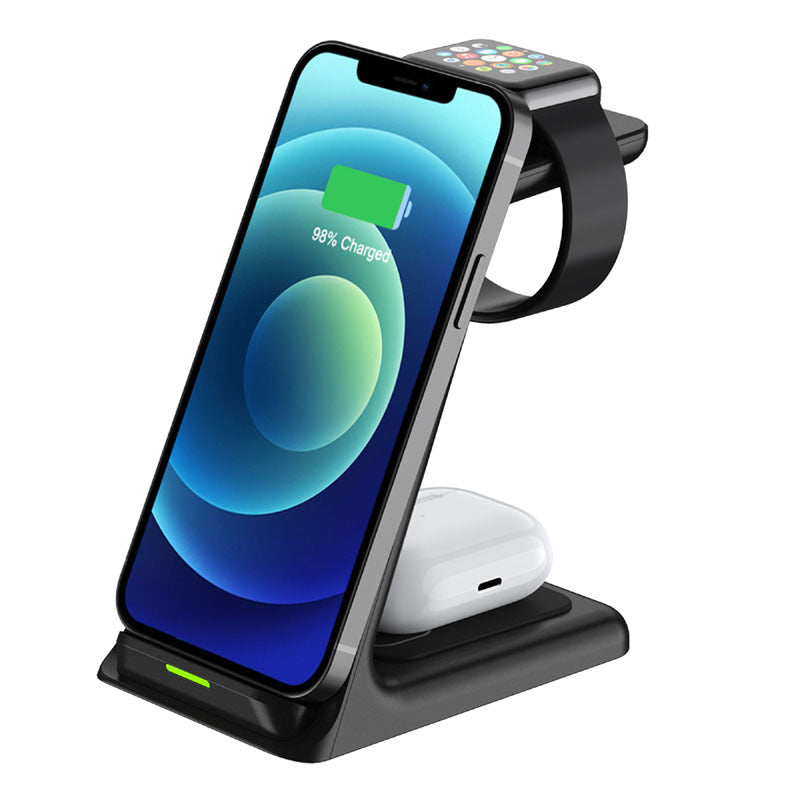 vertical three-in-one wireless charging stand 15W fast charge suitable for Apple mobile phone headset 3 watch wireless charging