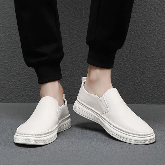 Men's shoes 2021 summer new one pedal men's single shoes tide simple small white shoes wild real leather Loles men