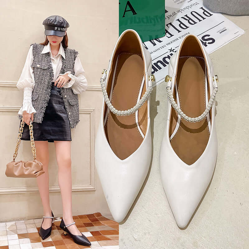 Head layer leather high heel women 2021 summer new shallow mouth drill pointed fashion single shoes manufacturers a generation