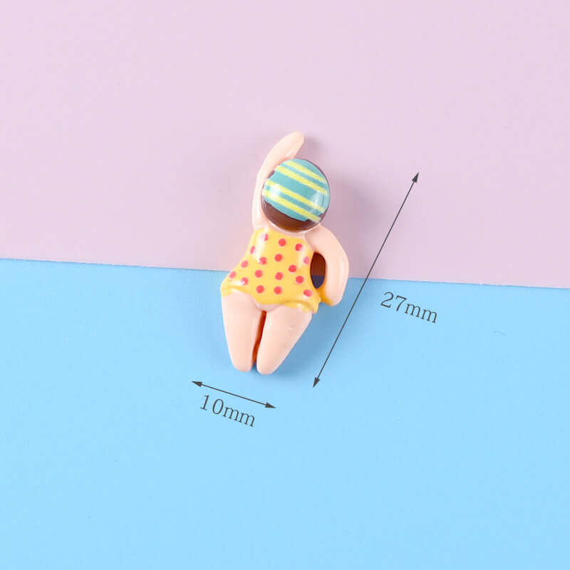 Resin cartoon swimming small man drop glue cream mobile shell accessories hairpin refrigerator stickers handmade DIY brooch material