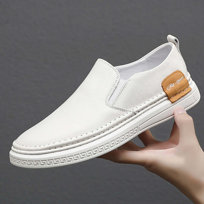 Men's shoes 2021 summer new one pedal men's single shoes tide simple small white shoes wild real leather Loles men