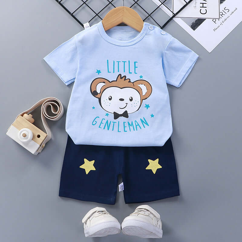 Children's summer suit cotton new baby short-sleeved shorts boys clothes 2021 girls baby suit