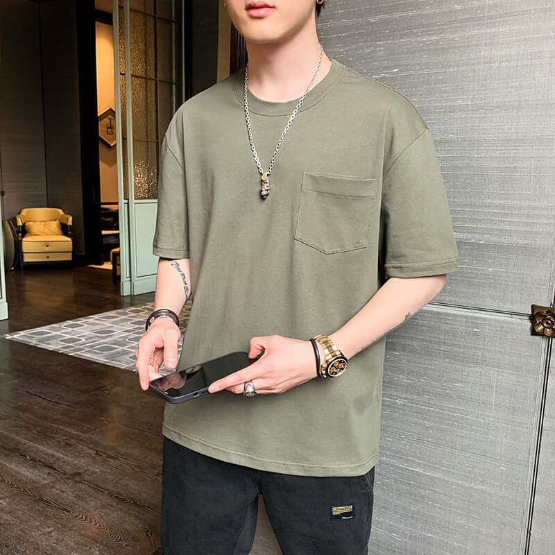 T-shirt male 2021 summer Korean casual fashion loose cotton shirt men teen students trend short sleeve T-shirt