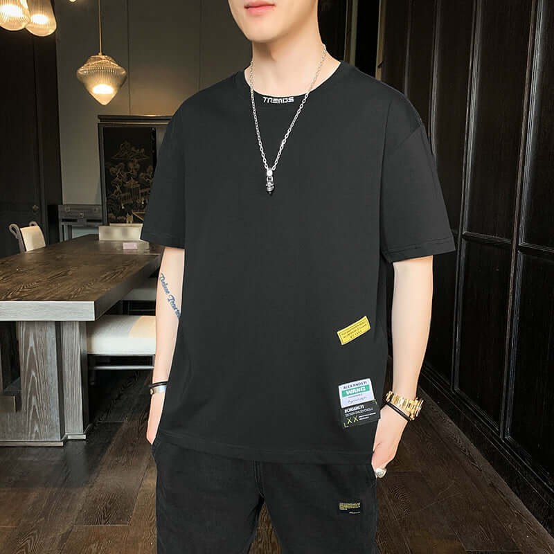 T-shirt male 2021 summer Korean casual fashion loose cotton shirt men teen students trend short sleeve T-shirt