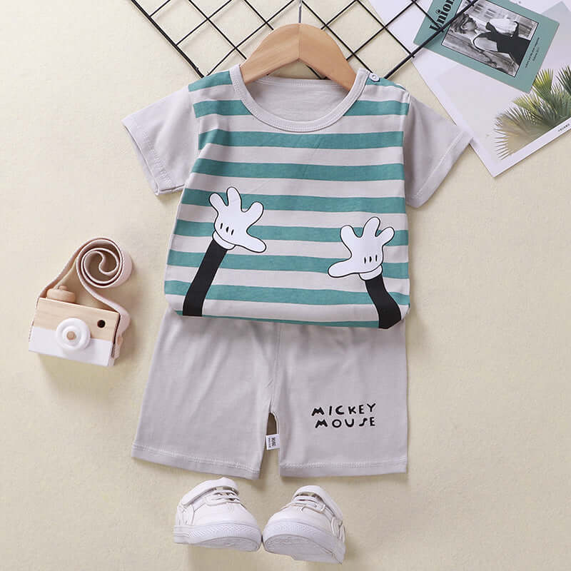 Children's summer suit cotton new baby short-sleeved shorts boys clothes 2021 girls baby suit