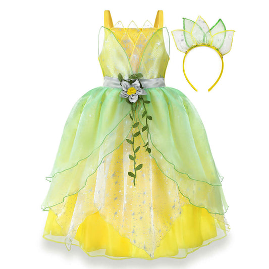 Frog prince princess dress Tiana princess dress Halloween cosplay children's dress princess suspender long